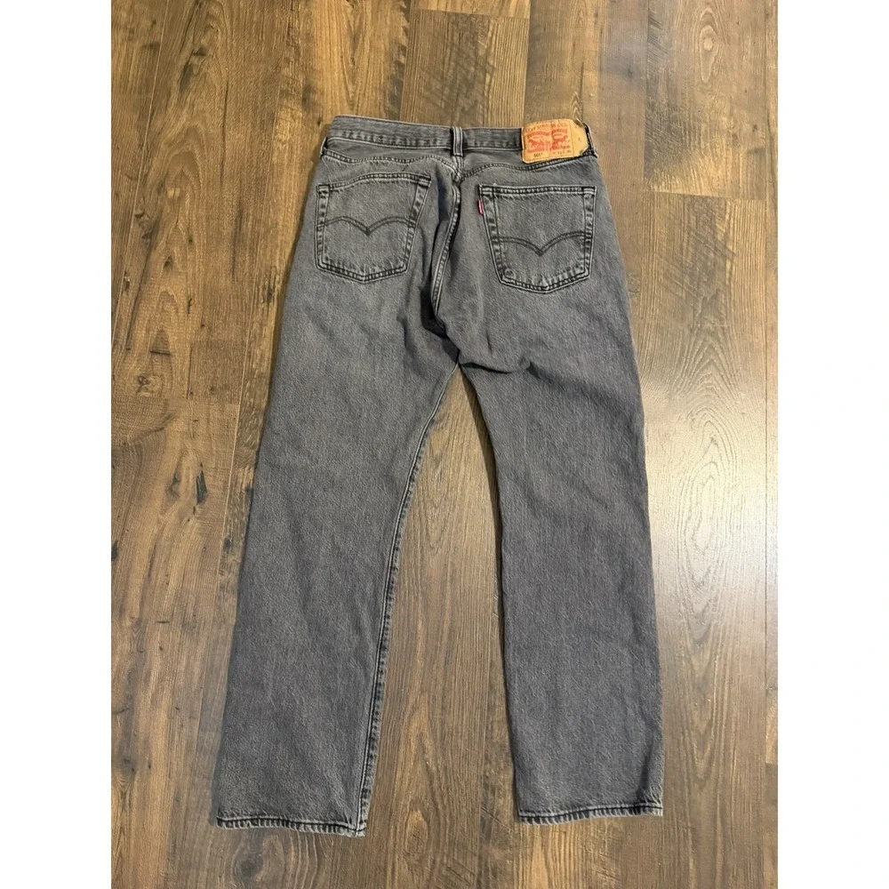 Vintage 90s Levis 501 Button Fly Jeans Black Faded Denim Size 33x30 Mens